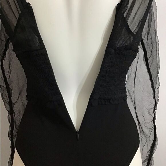 NBD Black Mesh Long Sleeve Bodysuit Sheer Mesh Corset Top Size Small - Picture 10 of 13